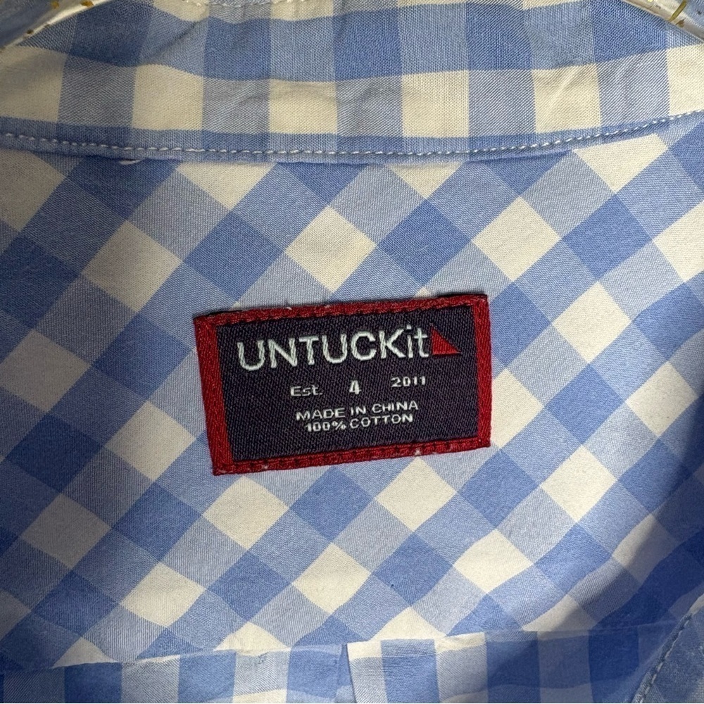 UNTUCKit Aria Light Blue & White Gingham Button-Up Women Top Career Work Size 4 - Picture 5 of 11